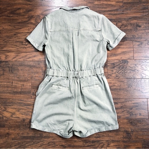 Rails • Effie Utility Romper shortalls playsuit Seagrass sage green twill zip - Picture 10 of 12